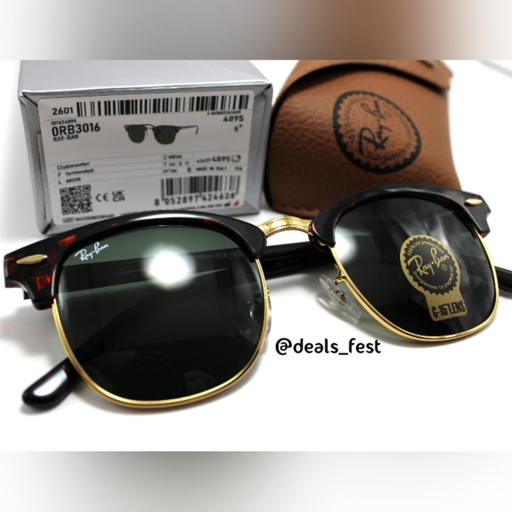 Model Display RayBan Clubmaster Green G15 RB3016 Tortoiseshell - Picture 2 of 16